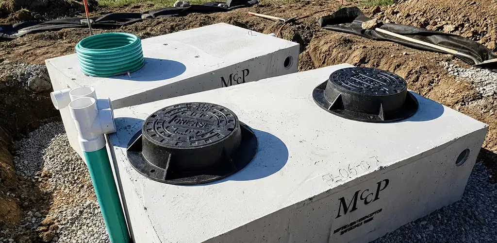 Grease trap installation unit set in place for drainage protection in Akron, OH