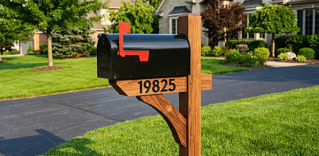 New mailbox installation with post and address number for a home in Akron, OH